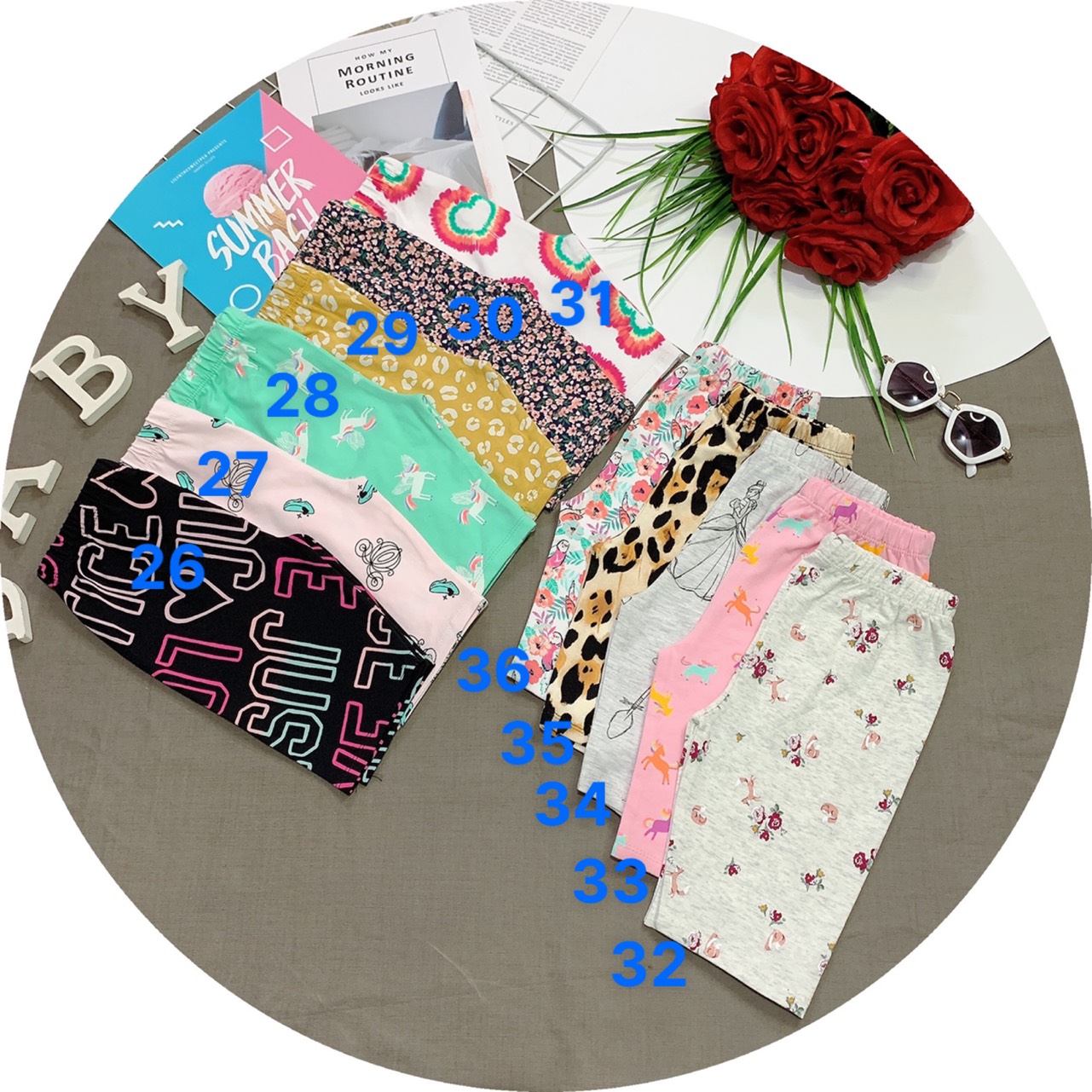Quần legging bé gái lửng cotton xuất đẹp mềm mát co giãn