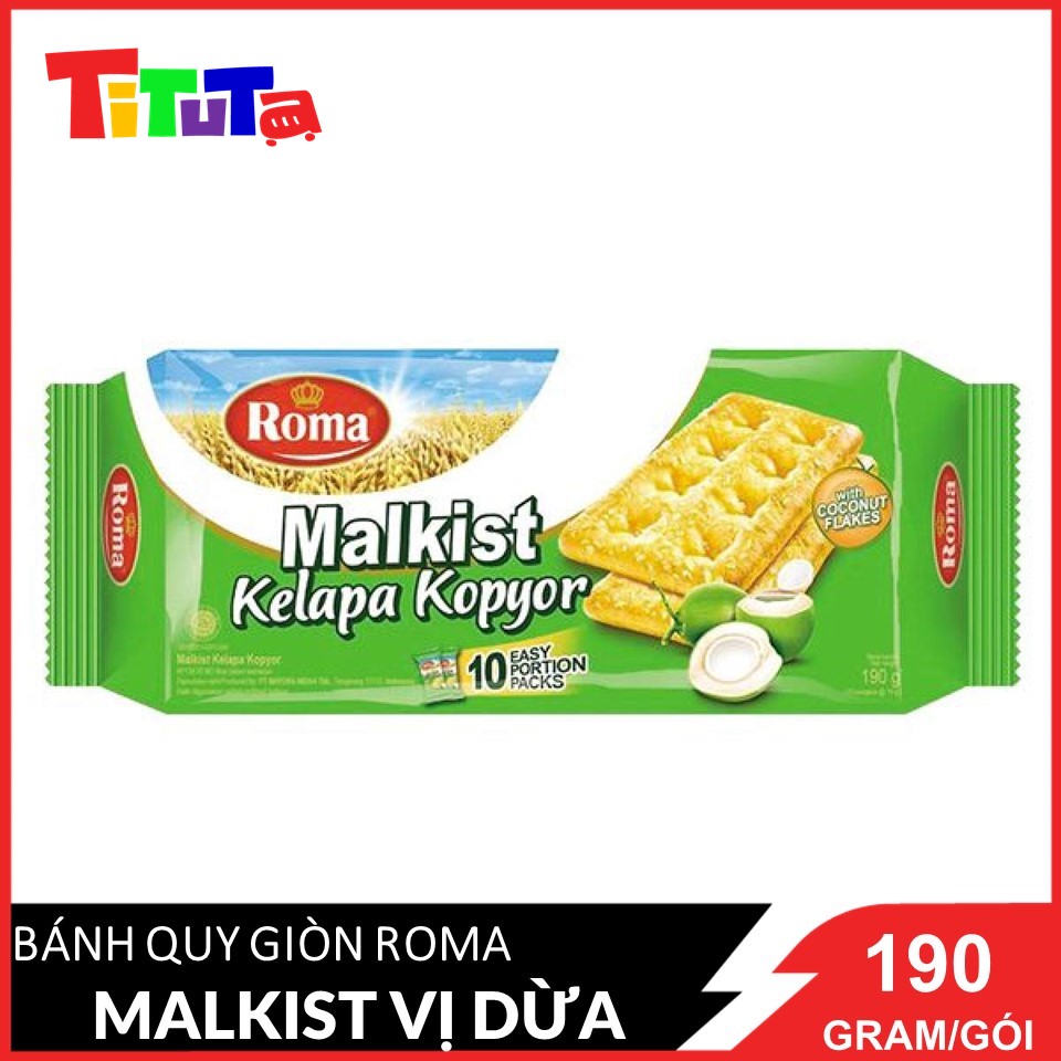 Bánh quy giòn vị dừa Roma Malkist (Xanh lá) 190g