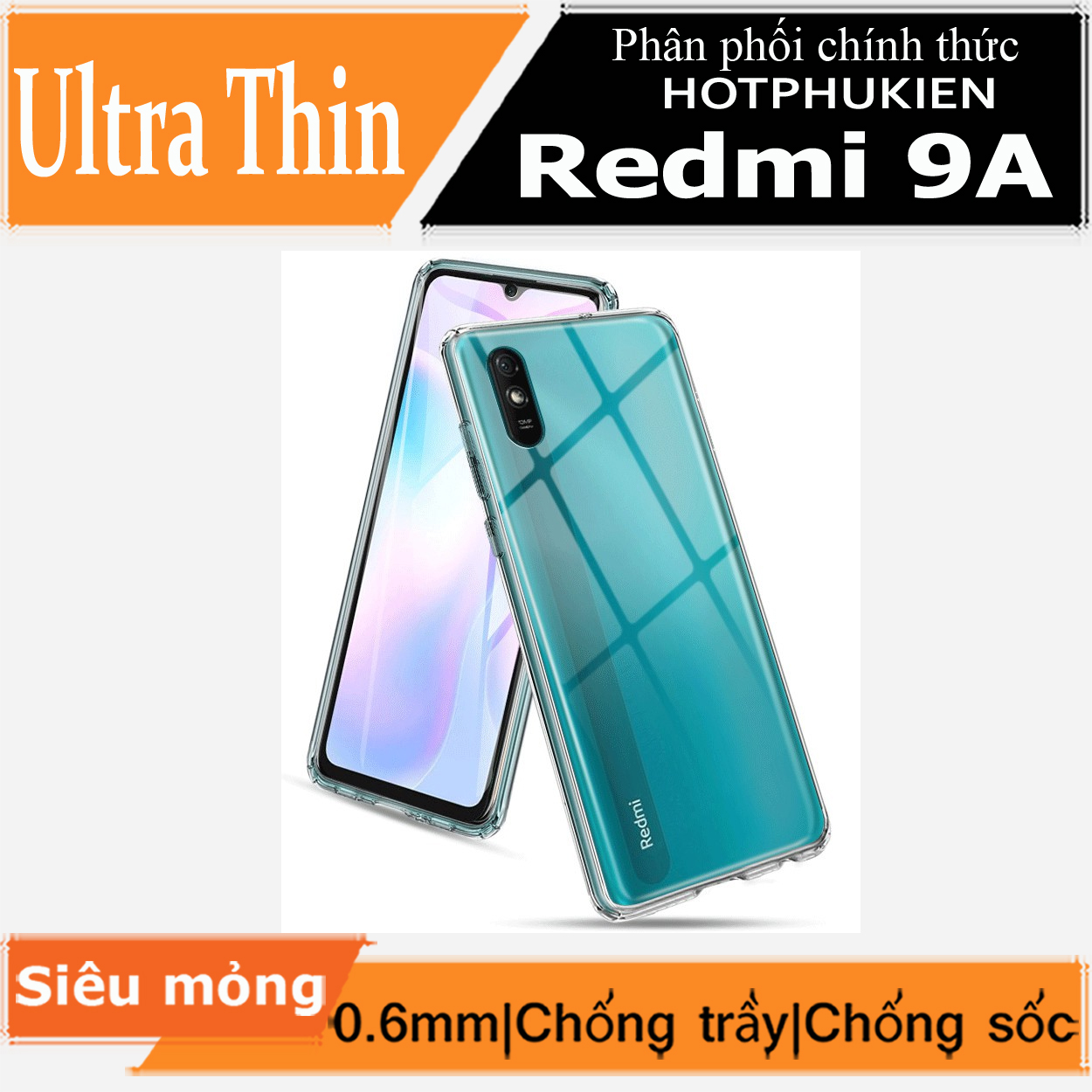 Ốp lưng silicon dẻo trong suốt mỏng 0.6mm cho Xiaomi Redmi 9A hiệu Ultra Thin độ trong tuyệt đối chống trầy xước - Hàng nhập khẩu