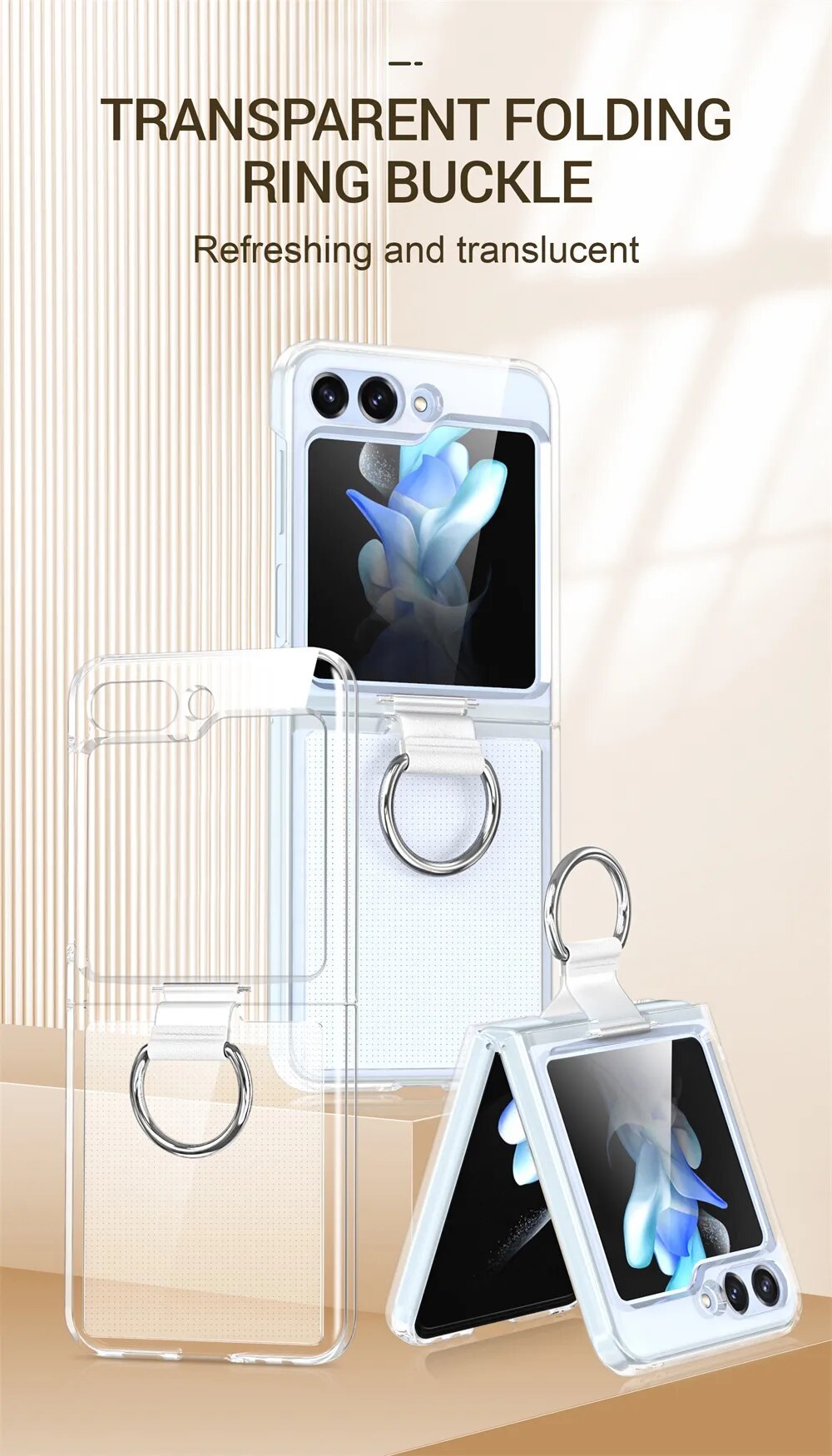 Ốp lưng chống sốc trong suốt kèm iring cho Samsung Galaxy Z Flip 5 hiệu Likgus Cover Ring - hàng nhập khẩu