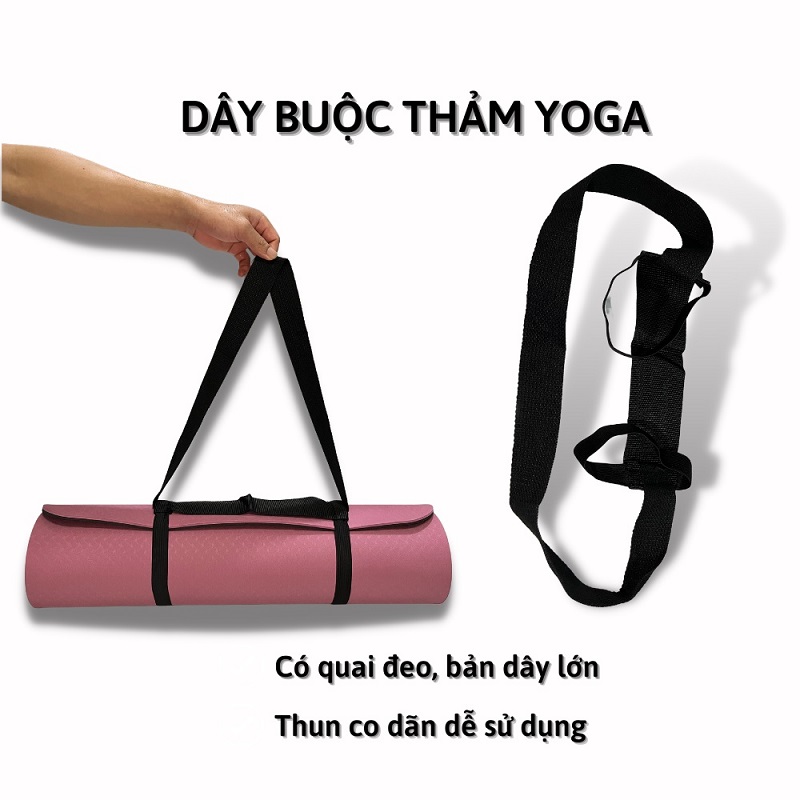 Dây buộc thảm bản bự tập Yoga, dây đeo thảm, dây buộc thảm bản lớn chất liệu cotton vòng thun co giãn rộng 4cm dài 125cm