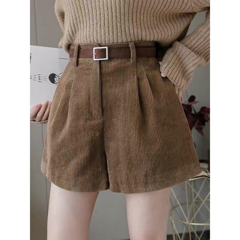 Quần short nhung tăm siêu hot chất vải mềm nhẹ thời trang Banamo Fashion quần short nhung tăm 651