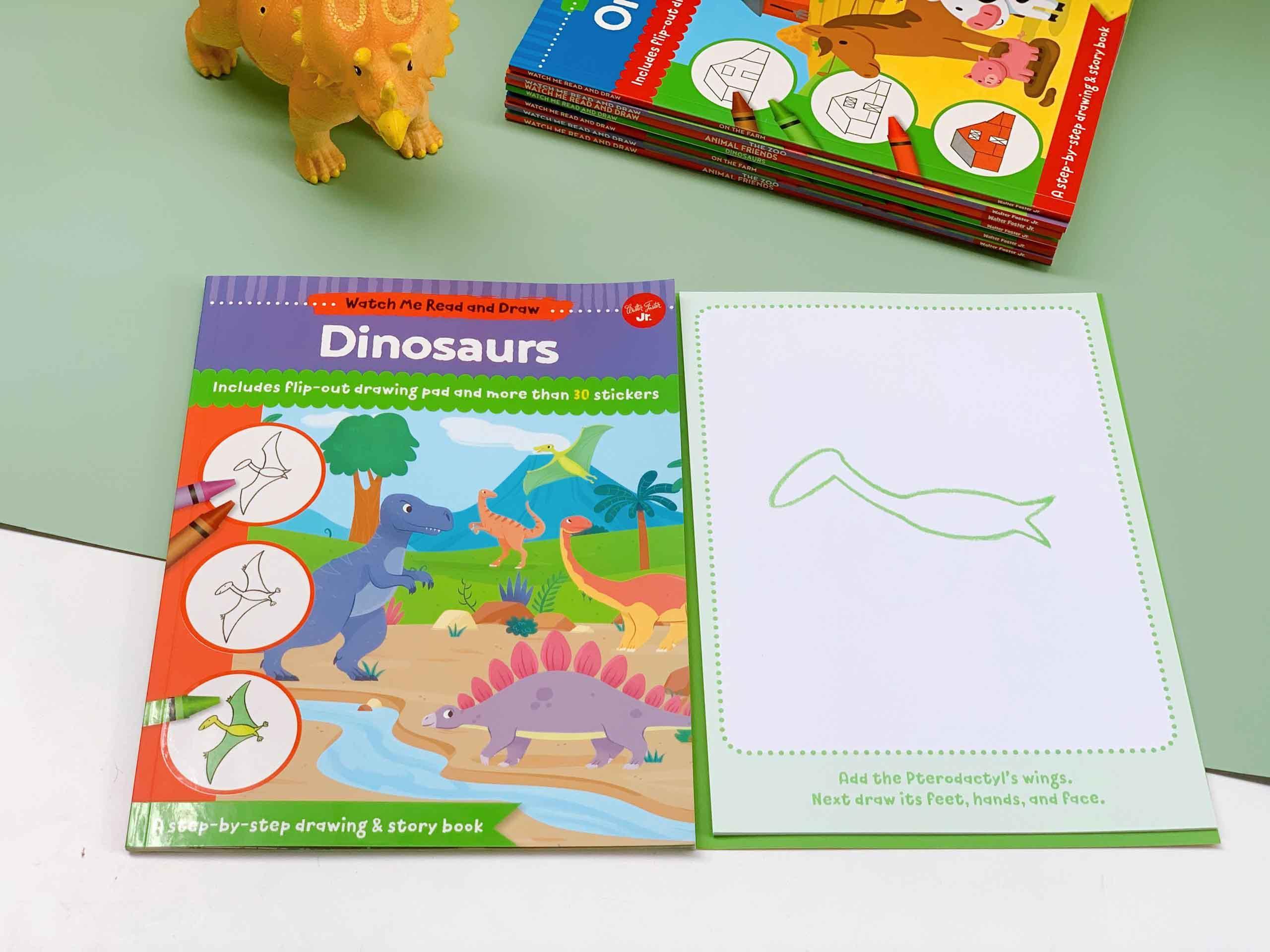 Watch Me Read and Draw: Dinosaurs : A step-by-step drawing &amp; story book - Includes flip-out drawing pad and more than 30 stickers