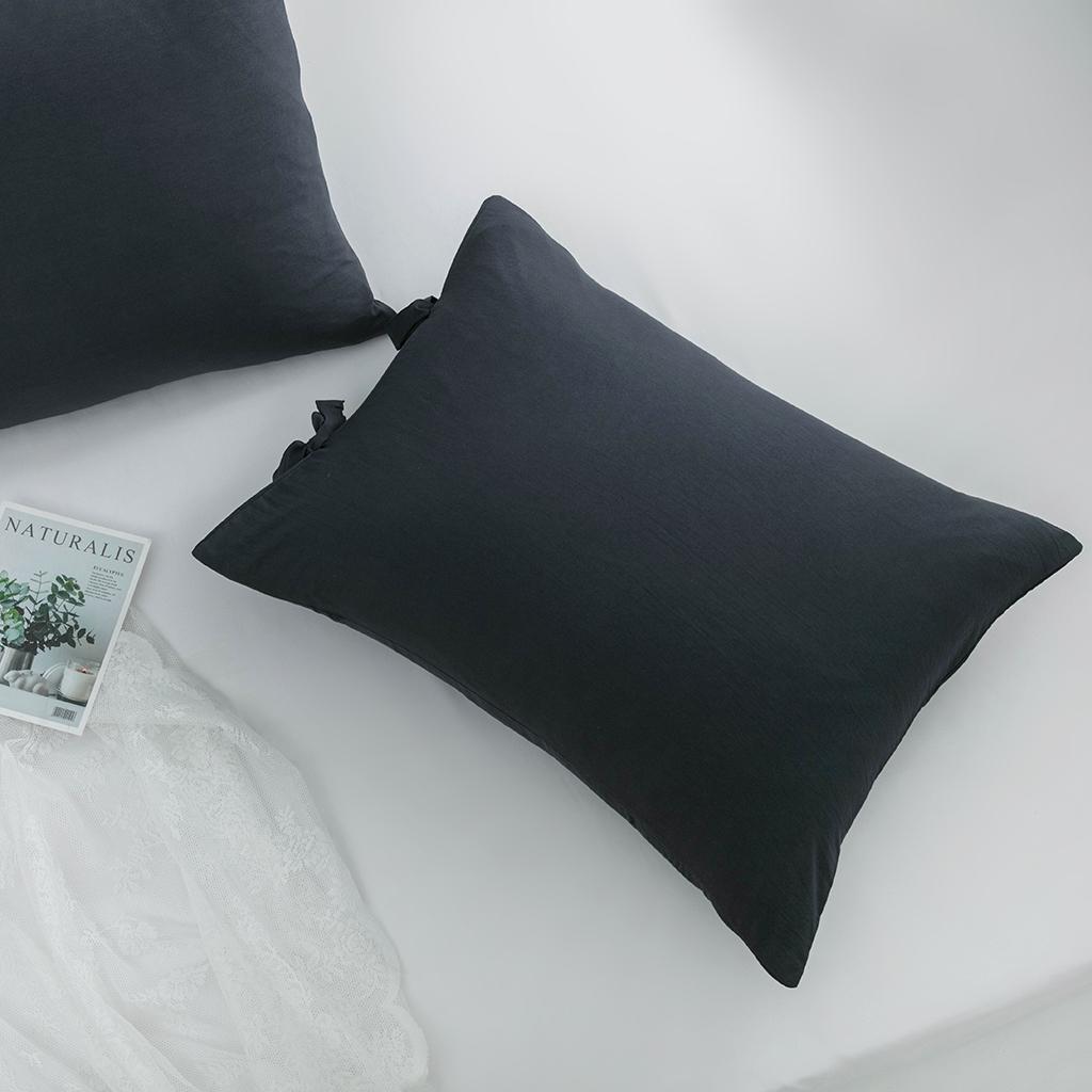 Solid Color Polyester Pillow Case Cushion Cover with Ties 2-in-1