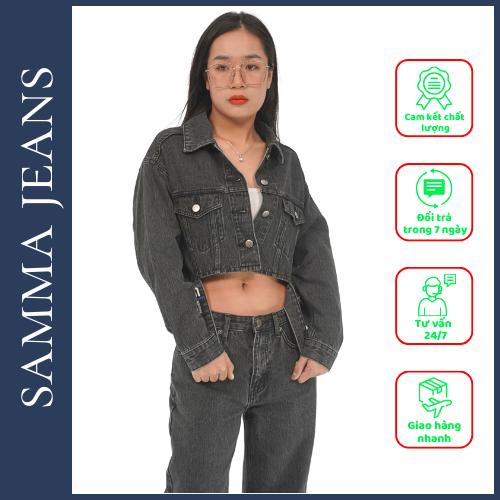 Quần jean nữ ống suông CẠP THÊU P14, Quần bò nữ ống suông bigsize, Co giãn, Cao Cấp, Trẻ Trung - thương hiệu Samma Jeans