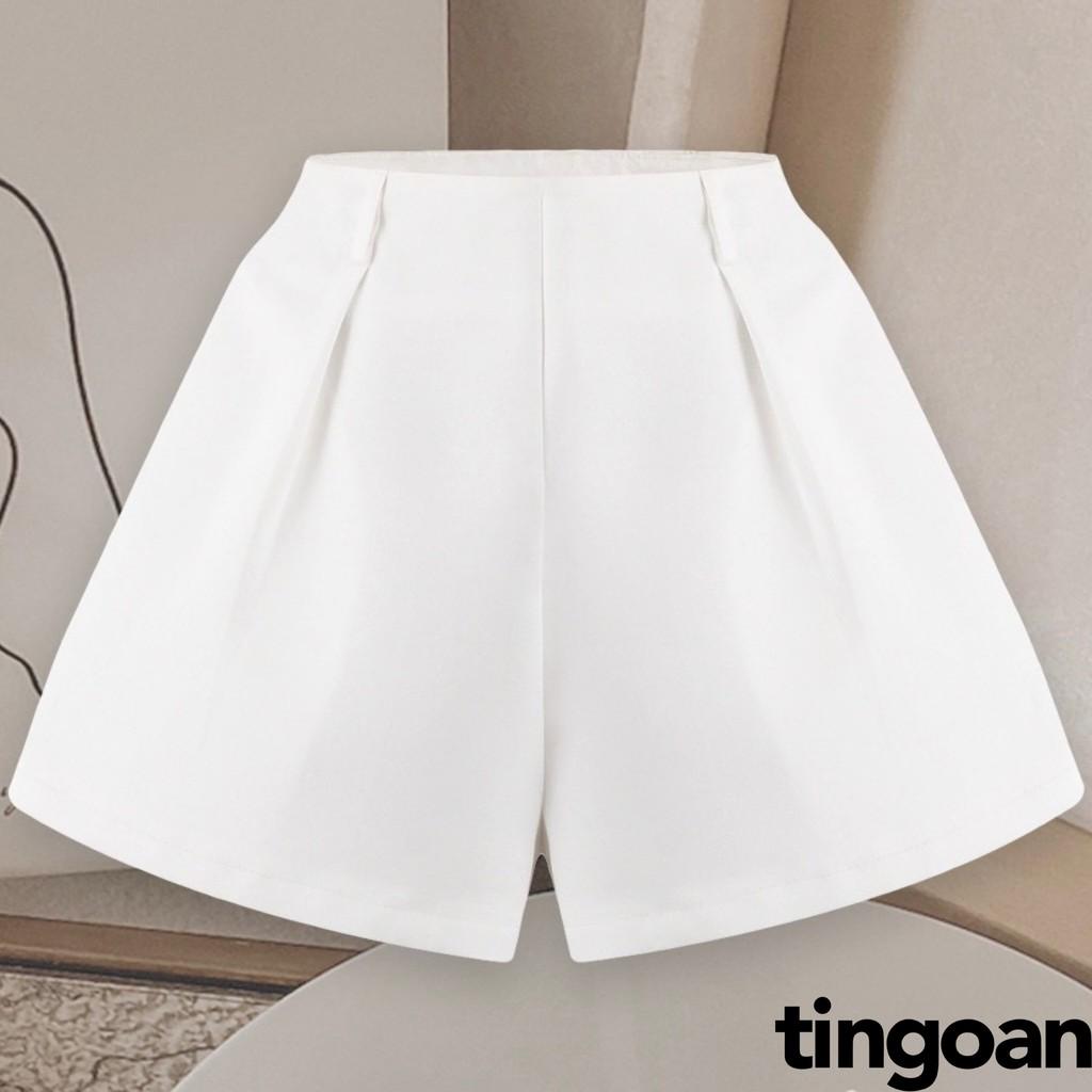 Quần short cạp cao chiết ly eo trắng tingoan BUBBLE SHORT/WH