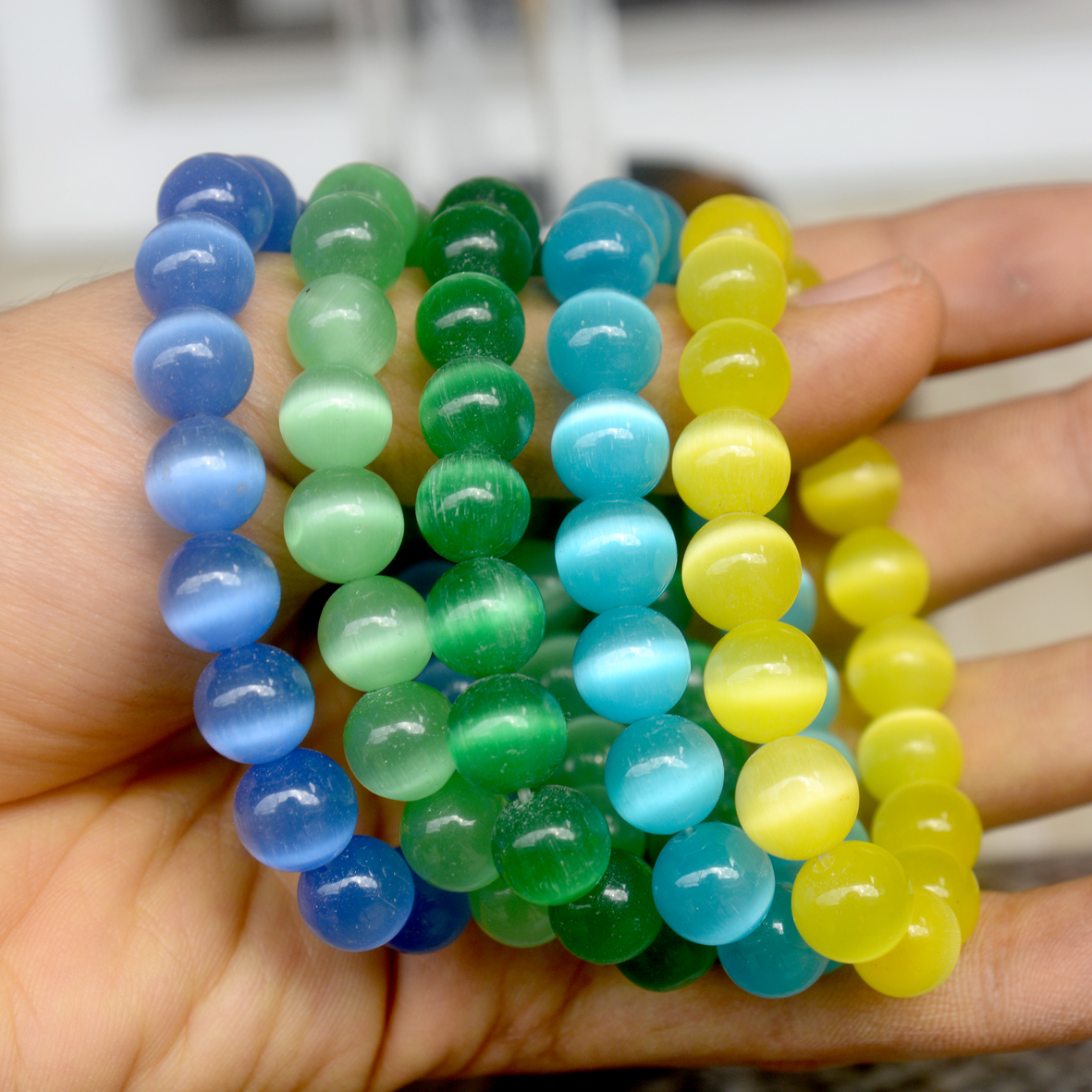 Vòng tay chuỗi đá mắt mèo-Nhiều màu