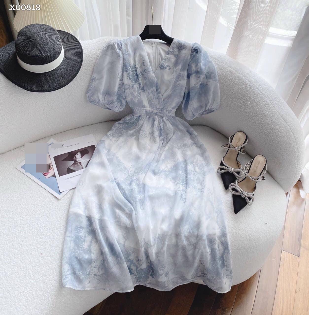 ĐẦM DÀI SUÔNG TRƠN HOA FLORAL CỔ V TAY NGẮN BỒNG LƯNG THUN MAXI MIDI DẠO PHỐ ĐI BIỂN DỰ TIỆC ĐI LÀM