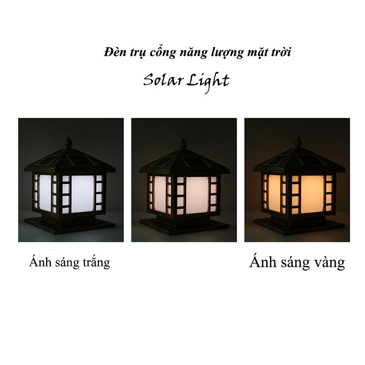Đèn trụ cột năng lượng mặt trời thiết kế đơn giản, tinh tế phù hợp để ngoài trời, sân vườn HT757