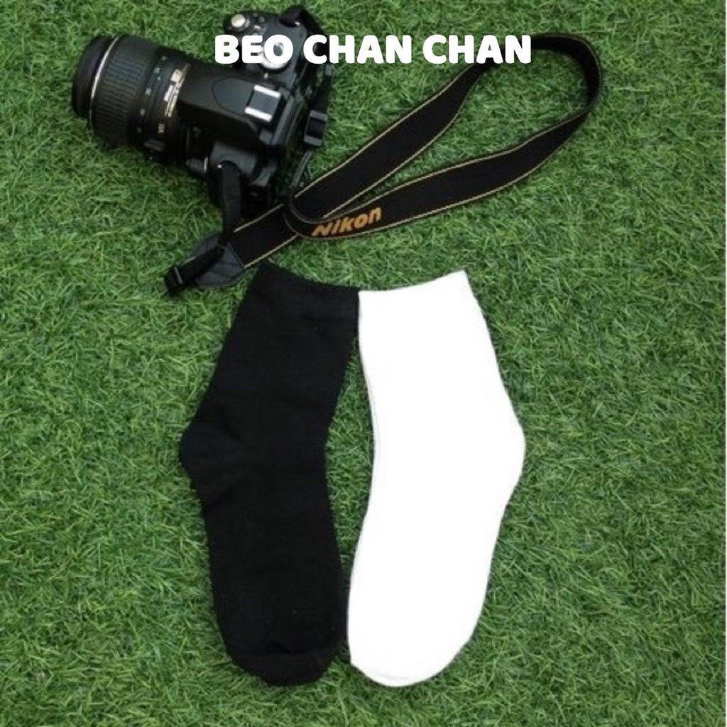 Tất Cổ Cao Vớ Trơn Nam Màu Đen Trắng Phong Cách Basic, Tất Công Sở Đi Giày Tây Cotton Cao Cấp - Camcamvintage