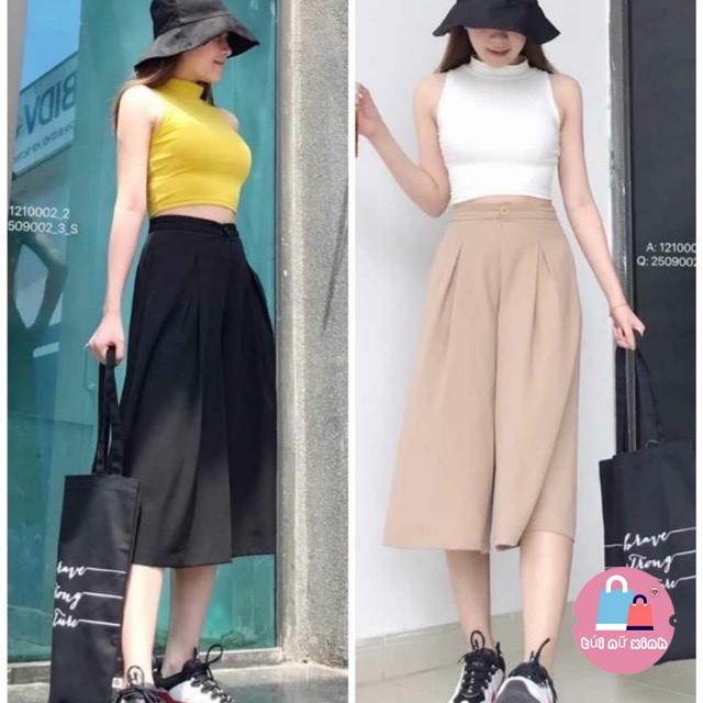Quần đũi lửng ống rộng xếp ly giả váy TNX 5