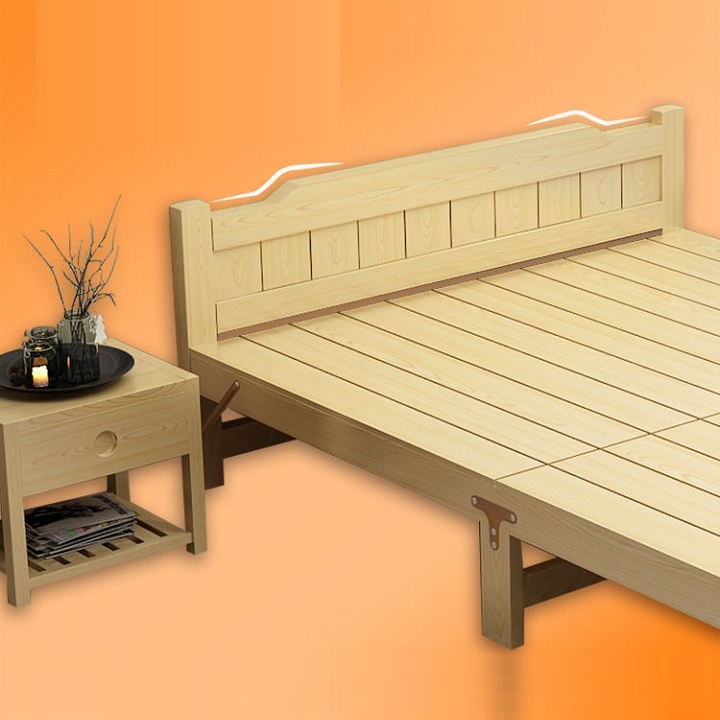 Giường ngủ gỗ thông xếp gọn ngang 1m5 dài 2m