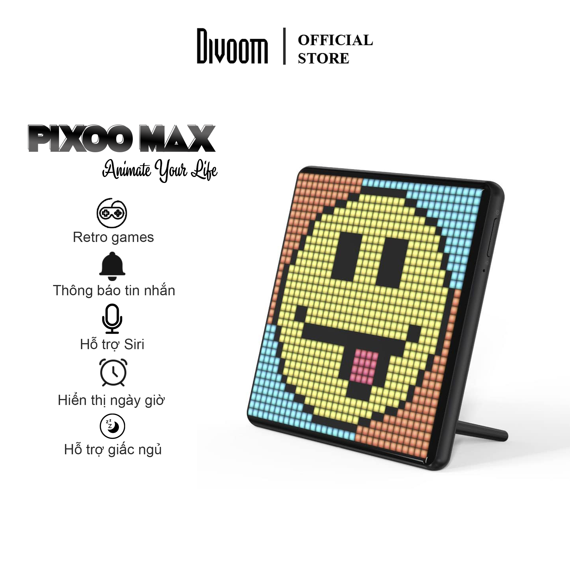 Màn hình LED Divoom Pixoo Max 32x32 pixel tích hợp App nhiều tính năng, có thể trang trí treo xe ô tô/ treo tường/ bàn/ cửa sổ