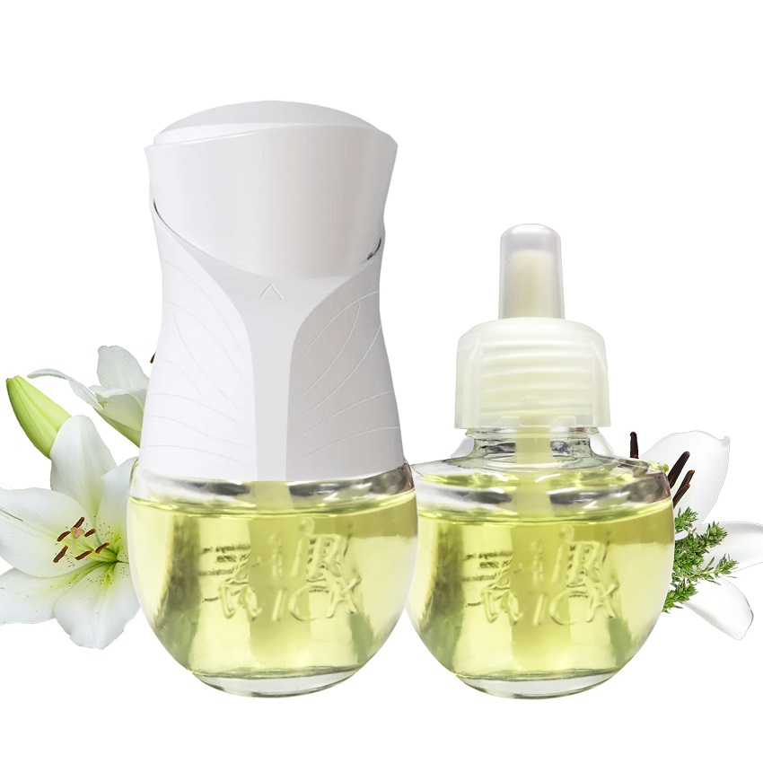 Bộ Tinh Dầu Cắm Điện Air Wick AWI2472 Smooth Satin &amp; Moon Lily 19ml (Hương hoa lily), sử dụng điện 220V