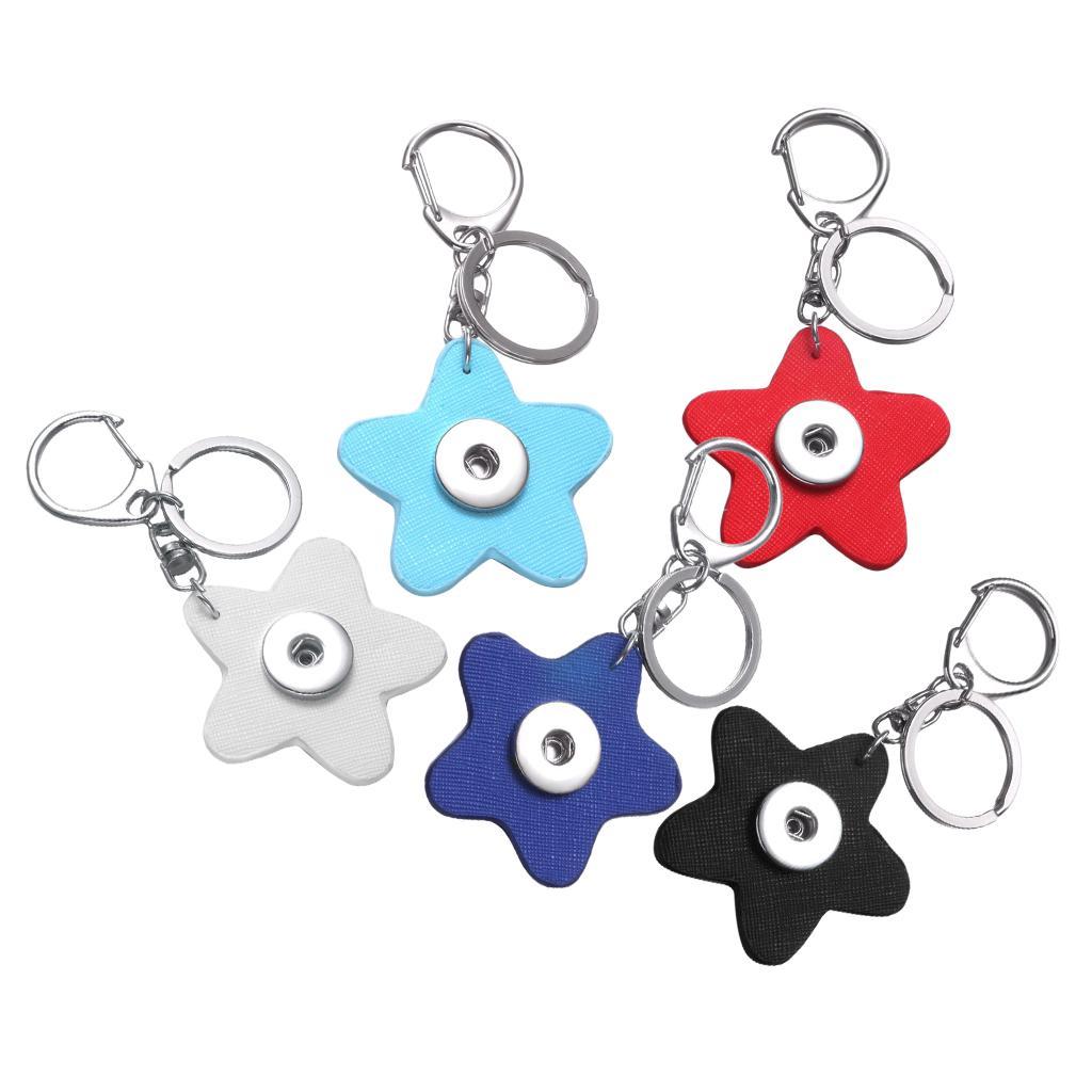 Key Chain Cute Pentagram Key Ring for Decorating Car Keys, Home Keys, Bag Purse Decoration, Easy To Find, 5 Color Choices (PU+Alloy)