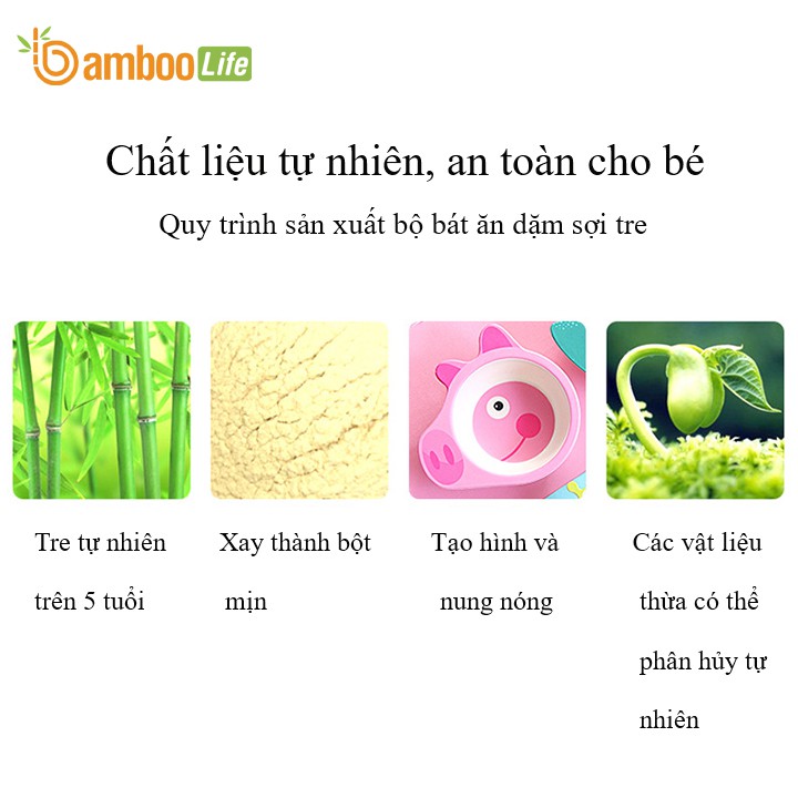 Bát ăn dặm sợi tre-  Chén ăn dặm hình động vật ngộ nghĩnh chất liệu tự nhiên an toàn cho bé