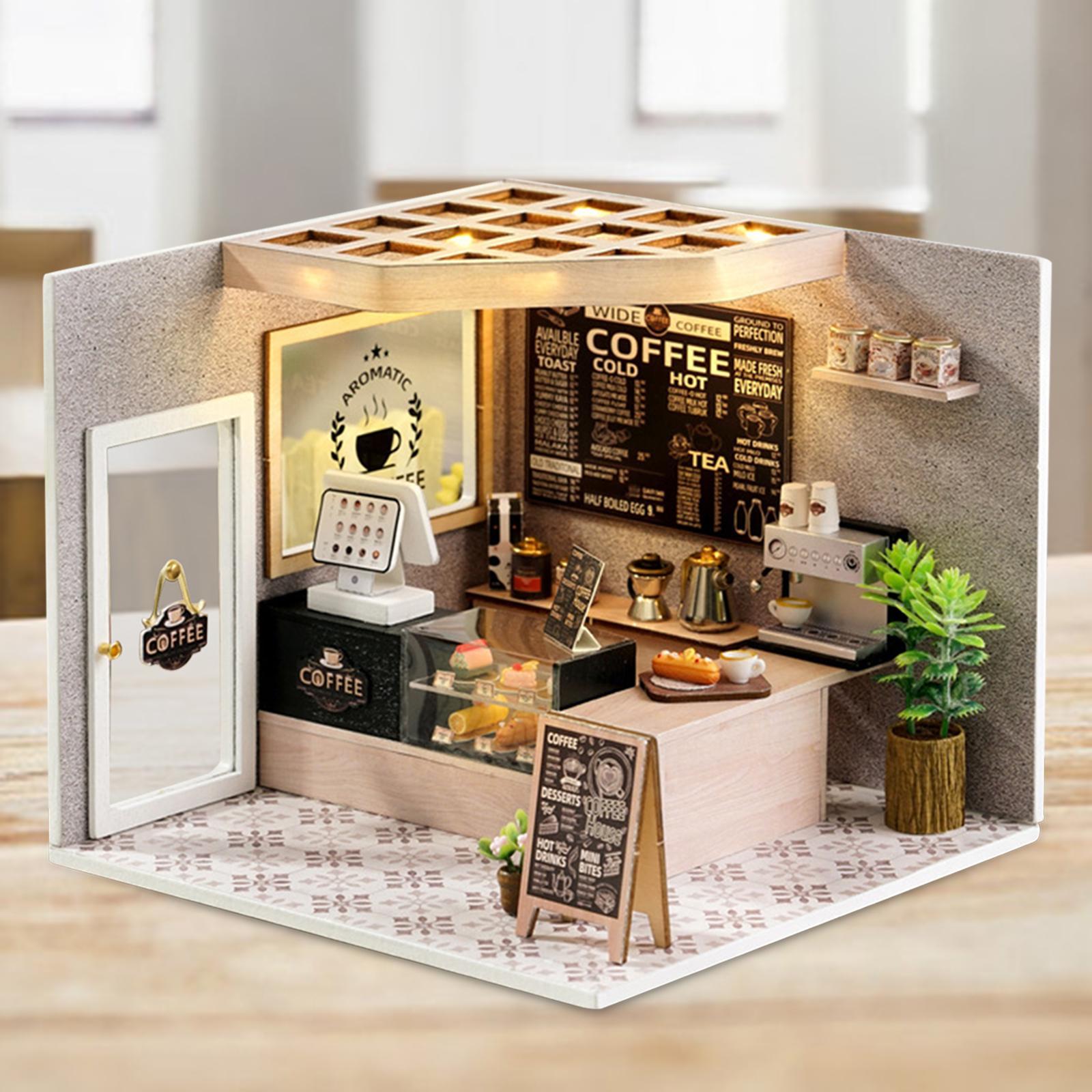 Unfinished Dollhouse DIY Kit Tiny House Building Kit Creative Room Home Dollhouse Model with Lights for Adults Friends Children Gifts