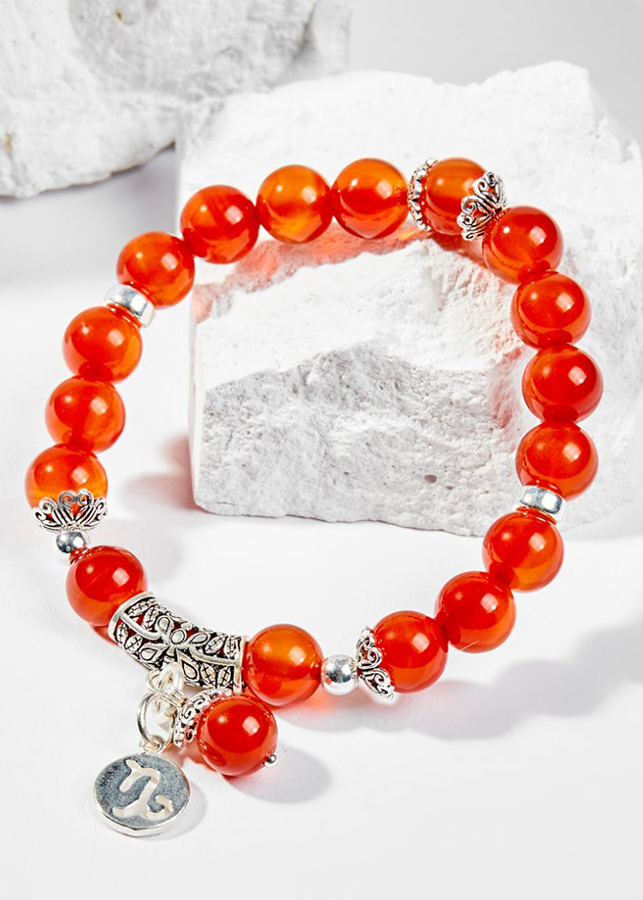 Vòng Tay Phong Thủy Nữ Đá Mã Não Đỏ Phối Charm Cung Hoàng Đạo Ma Kết Mệnh Hỏa, Thổ Ngọc Quý Gemstones