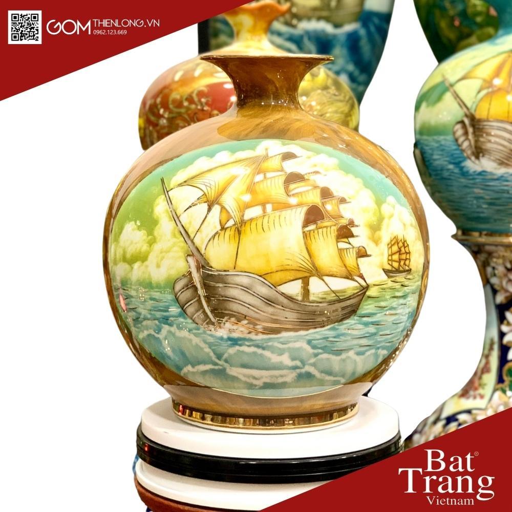 Bình Hút Tài Lộc Nhị Cảnh TBXG - MĐTC - Vẽ Vàng 3D - Bình Hút Lộc Bát Tràng - Gốm Thiên Long