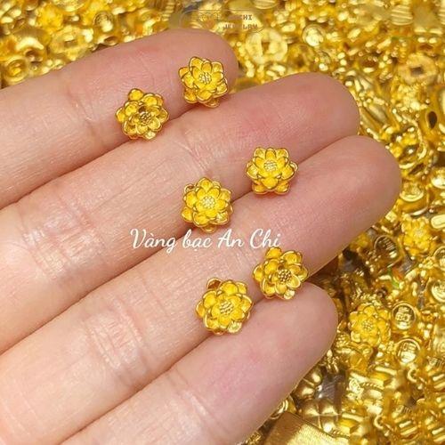 Charm vòng tay, charm sen vàng phụ kiện handmade, vòng tay phong thủy may mắn bình an