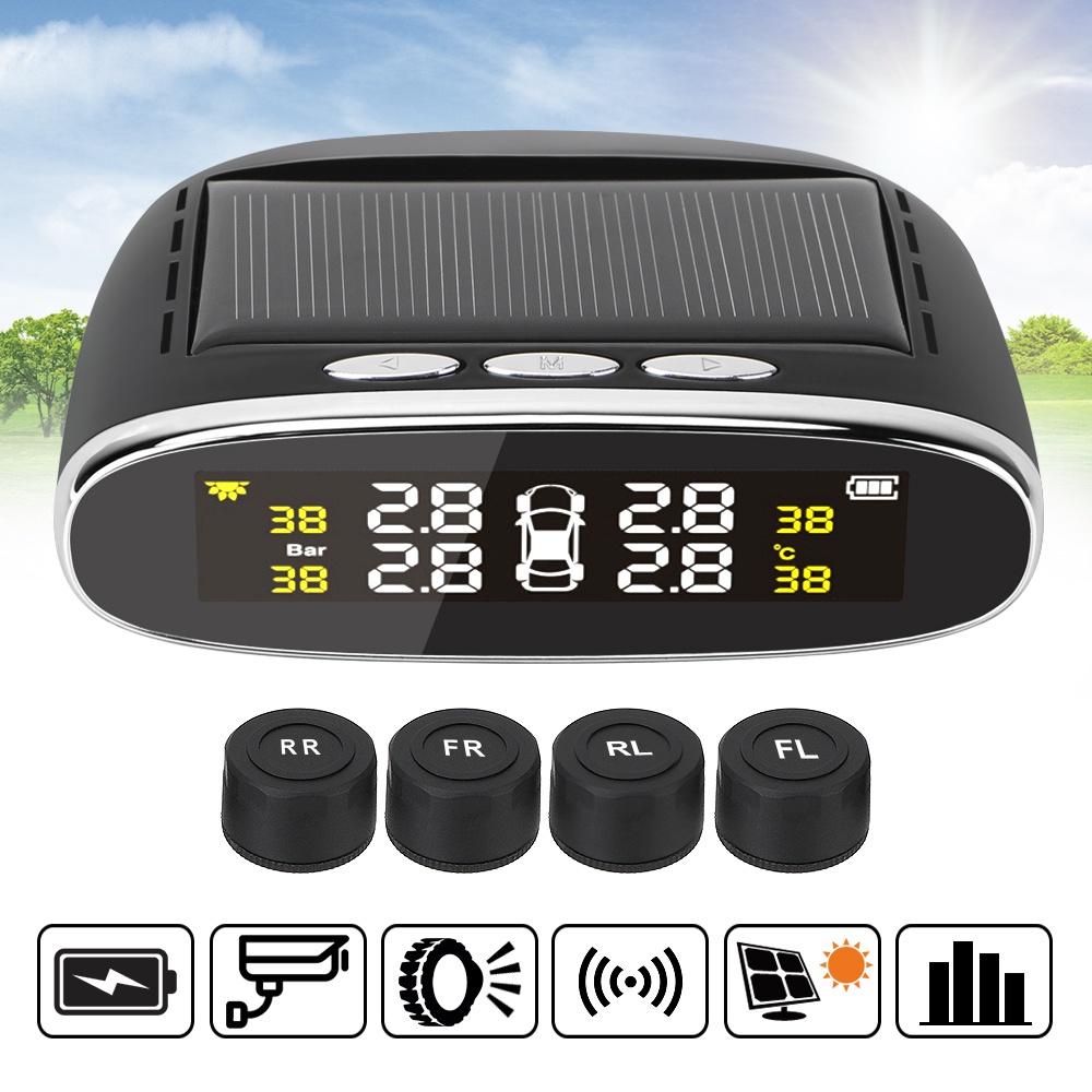 Hệ thống cảnh báo áp suất bánh xe hơi thông minh có 4 cảm biến bên trong sử dụng năng lượng mặt trời