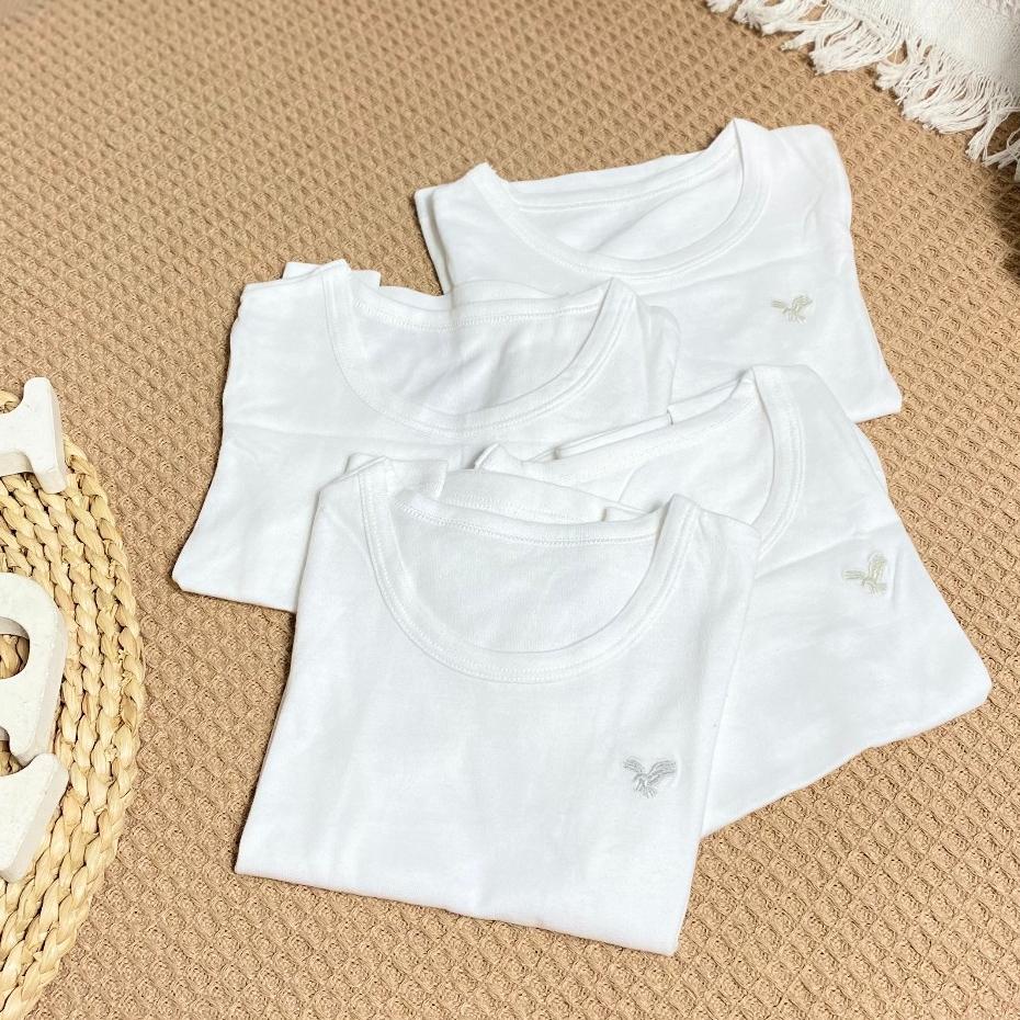 [7-25kg] Áo ngắn tay cổ tròn chất cotton mềm, thấm hút mồ hôi tốt cho bé trai/ bé gái - Miatop (hình thêu ngẫu nhiên) - S9 (21-23kg)