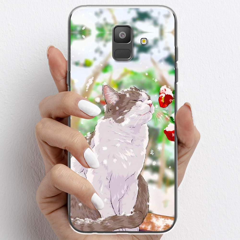 Ốp lưng cho Samsung A6 2018, Samsung A6 Plus nhựa TPU mẫu Mèo trắng