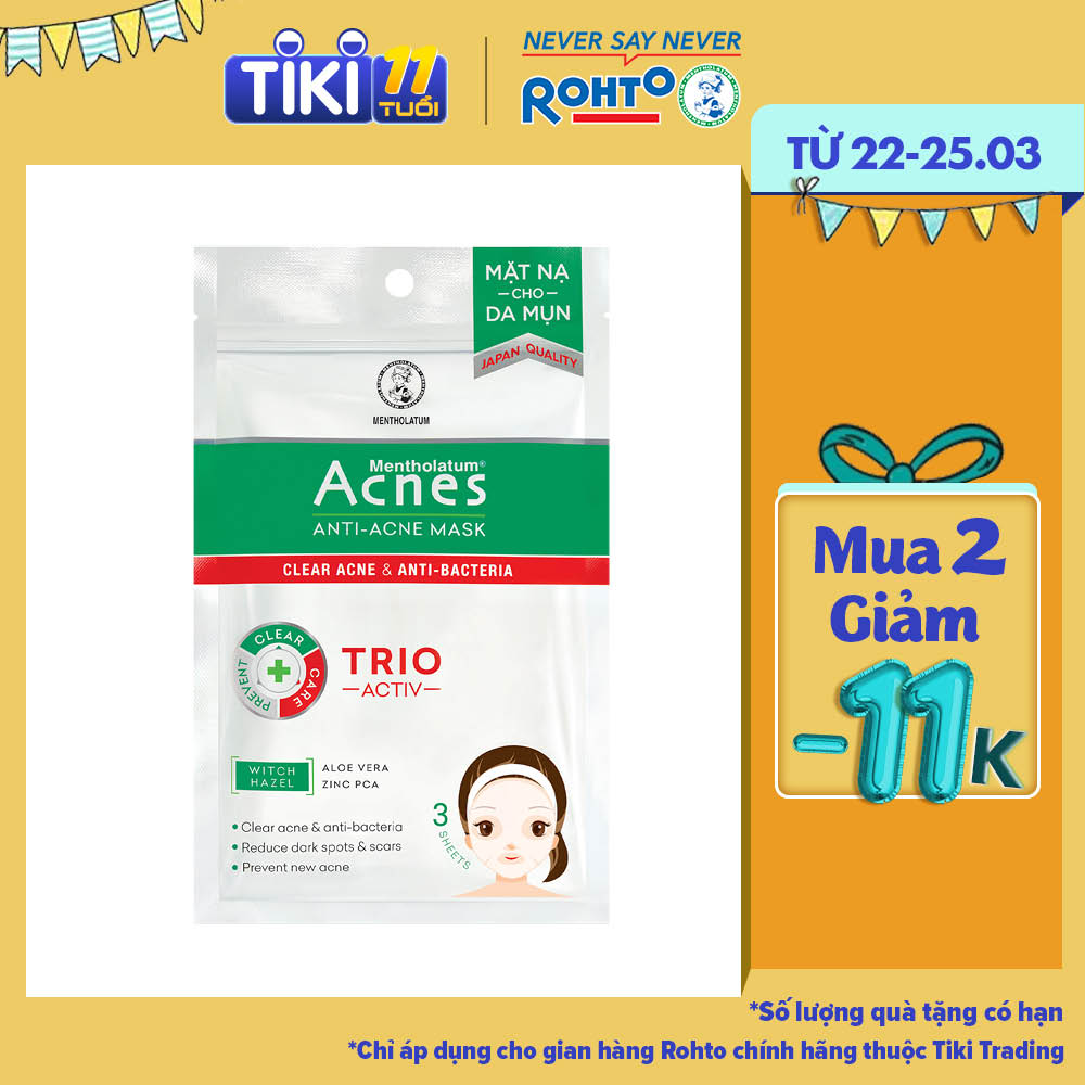 Mặt nạ chuyên biệt cho da mụn Acnes Blemish Control Mask (3 miếng/1 Gói/ 65ml)