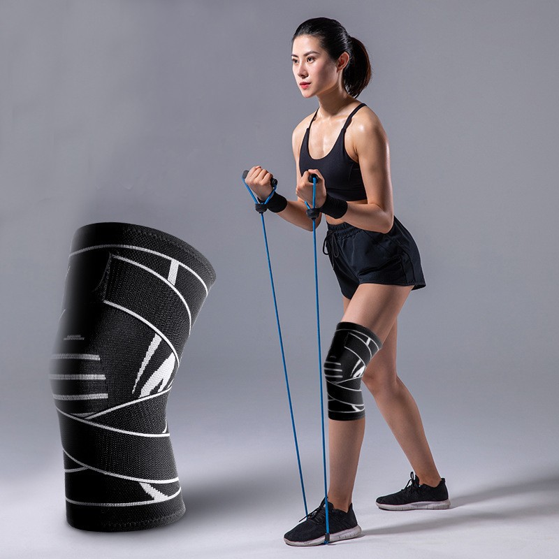 Đai bó đầu gối co dãn có đai cao cấp Sport AB30 - Đen trắng