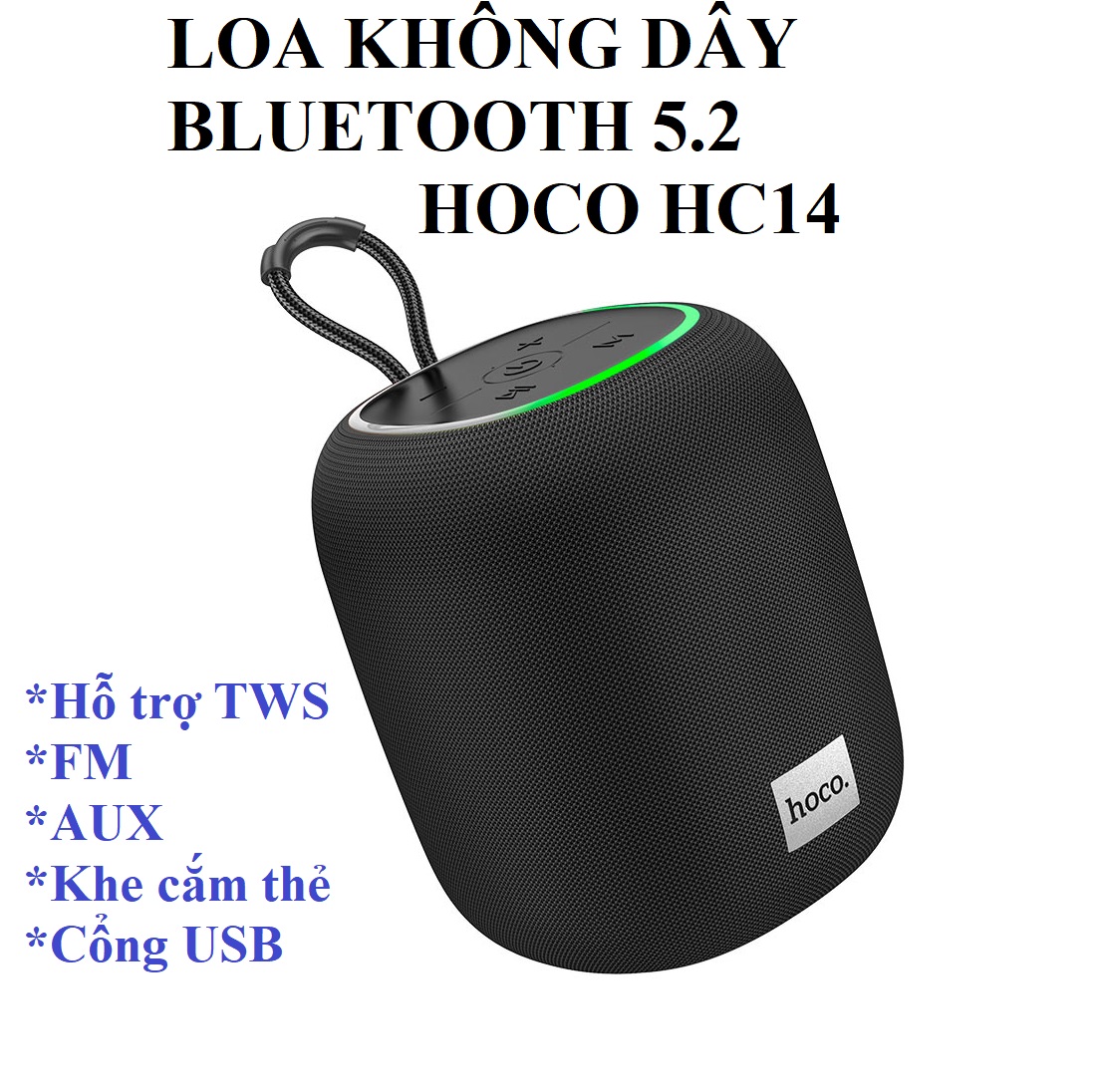 Loa không dây bluetooth V5.2 hỗ trợ TWS cho điện thoại laptop hoco HC14 _ Hàng chính hãng