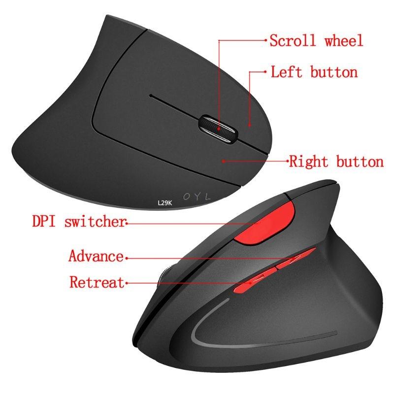 Chuột Không Dây Công Thái Quang 2.4G/800/1600/2400DPI Đèn Cổ Tay Tốt Dọc Chuột Với Miếng Lót Chuột bộ Cho Máy Tính