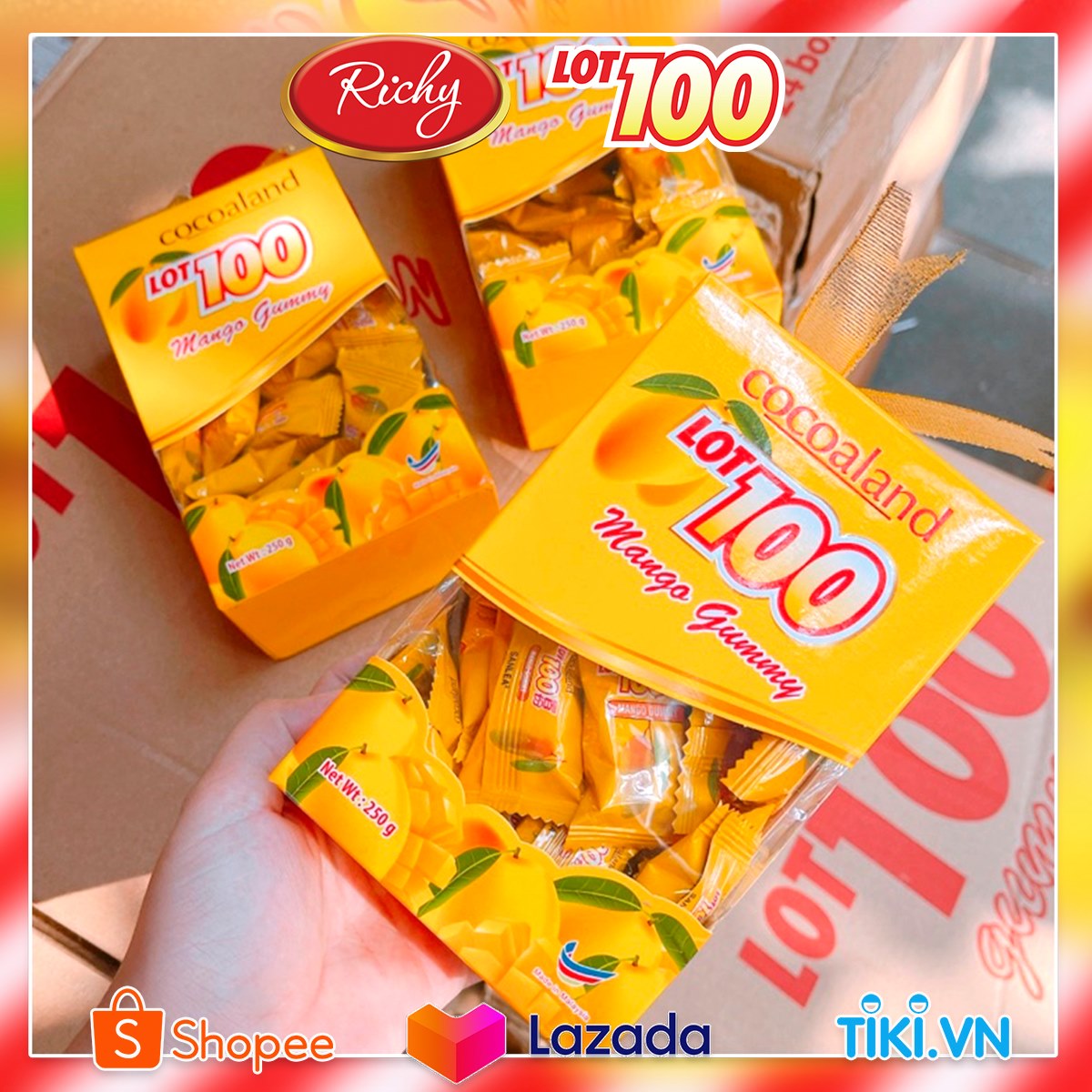 Kẹo Gummy Lot 100 Xoài Cocoaland (150g/Gói)