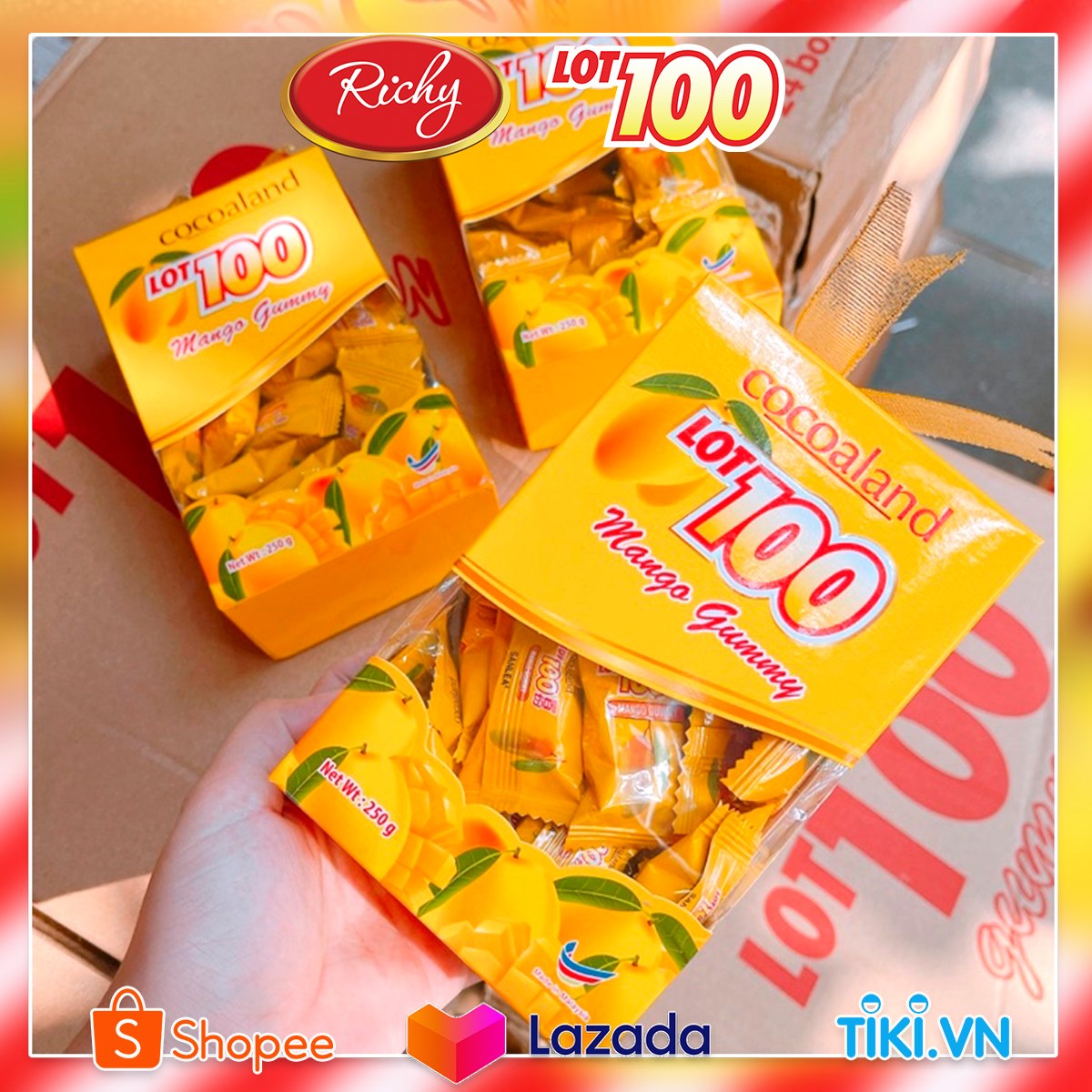 Kẹo Gummy Lot 100 Xoài Cocoaland (320g/Gói)