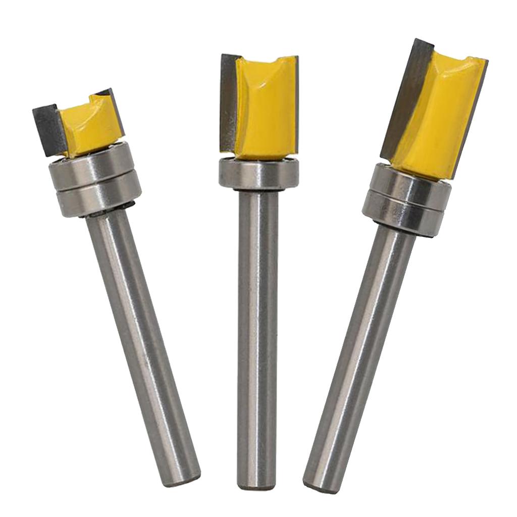 3Pcs Durable Hard Alloy Mortise Template Flush Trim Router Bit Milling Cutter 6mm Shank