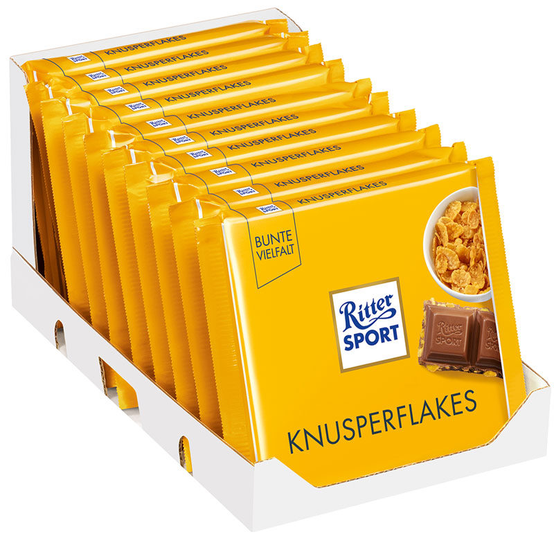 Chocolate Ritter Sport Knusperflakes nhân bỏng ngô 100gr (Cornflakes)