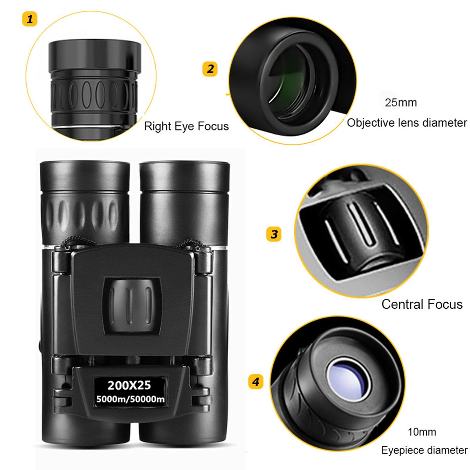 200x25 Binoculars 5000M/50000M Easy Focus Long Distance Binoculars for Adults Kids Bird Watching Sightseeing Theater Hiking Travel