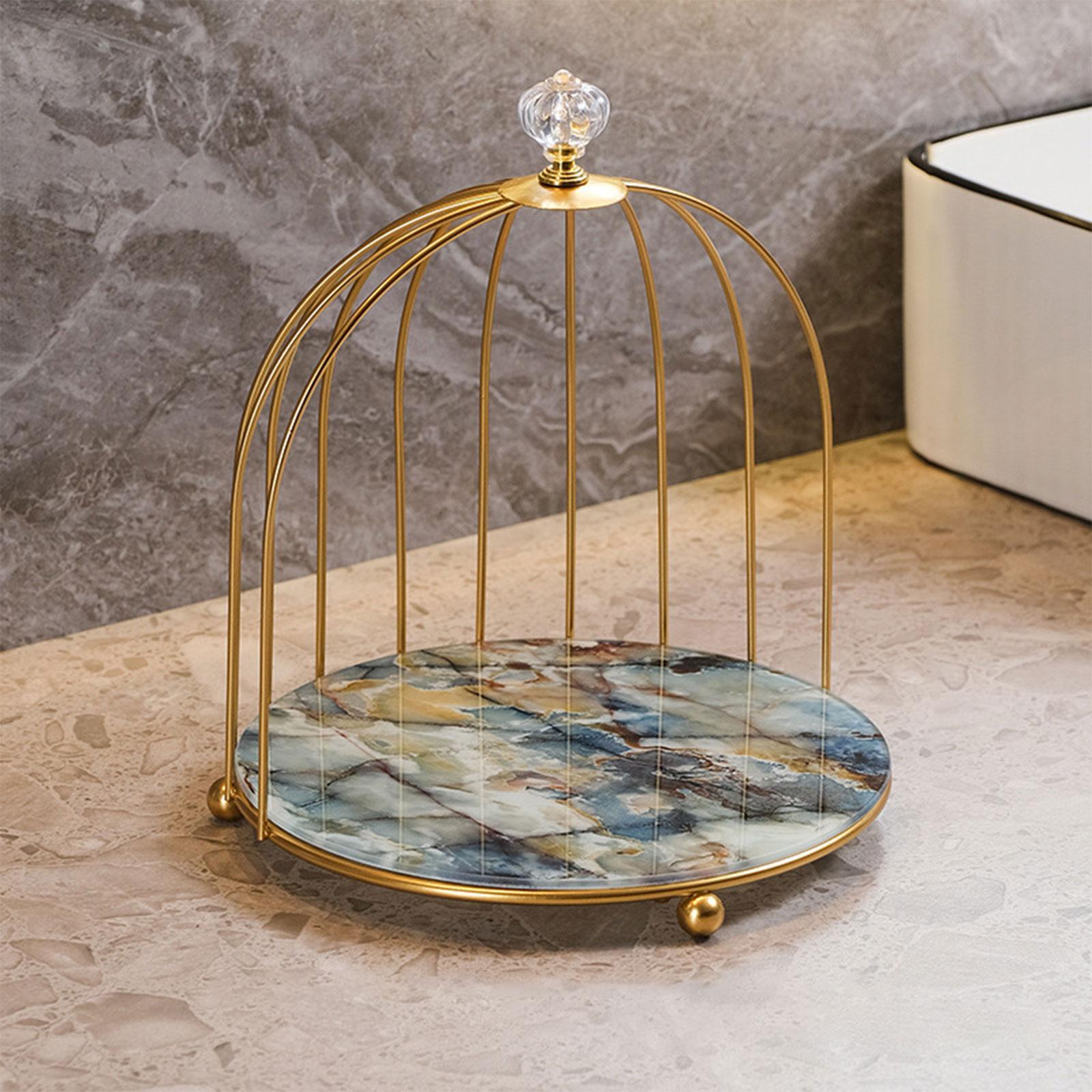 2 Pieces Bird Cage Cosmetic Organizer Bathroom Storage Rack Dresser Holder