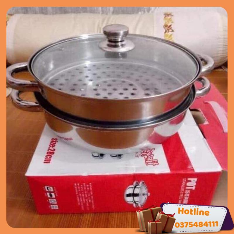 Nồi Hấp Inox 2 Tầng Pot 28Cm - Hàng Loại 1