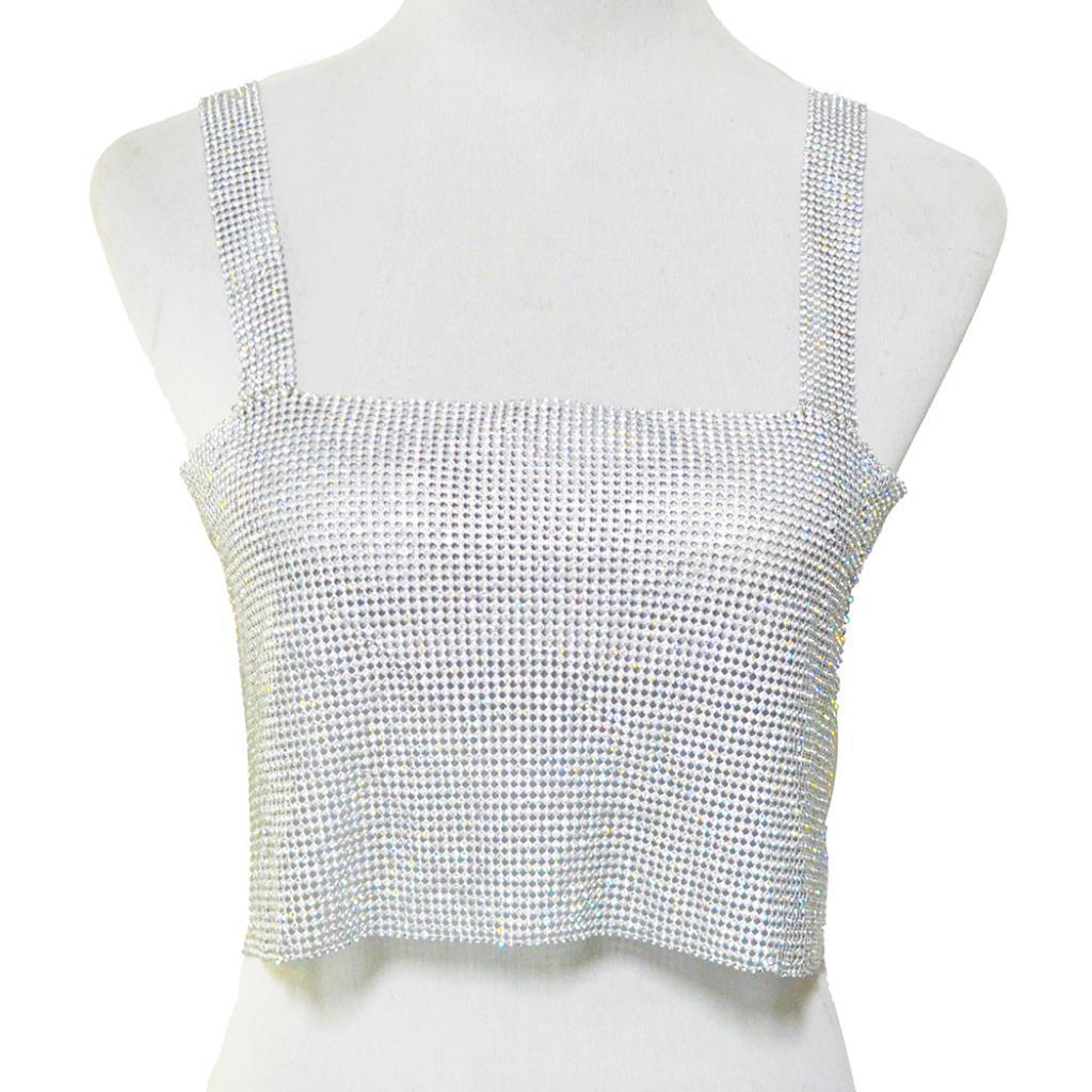 Nightclub Sexy Women Sleeveless Waist Shoulder Bra Straps Full Crystal Vest Chain Body Jewelry