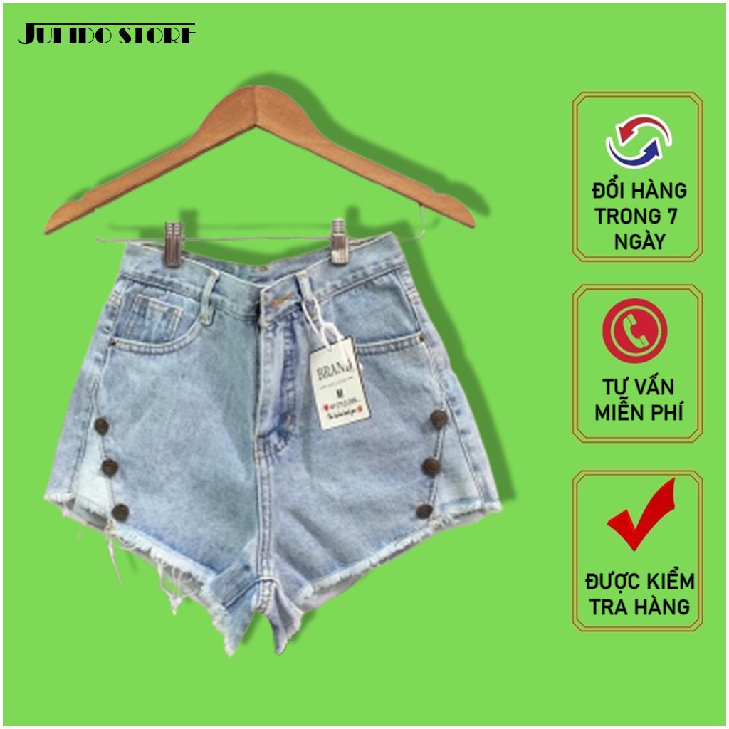 Quần short nữ lưng cao Julido S07 chất jean, một màu, ba kích thước thời trang trẻ trung