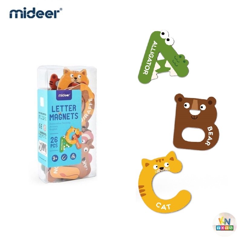 Đồ chơi giáo dục – Bộ chữ cái / Bộ chữ số nam châm hình con vật, trái cây, rau củ - chính hãng MIDEER