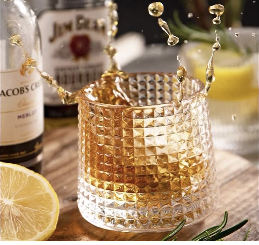 Set 6 ly thuỷ tính, cốc thủy tinh pha lê đế xoay 360 độ, cốc uống rượu tây 180ml wine glass hàng dày - đẹp- sang -xịn