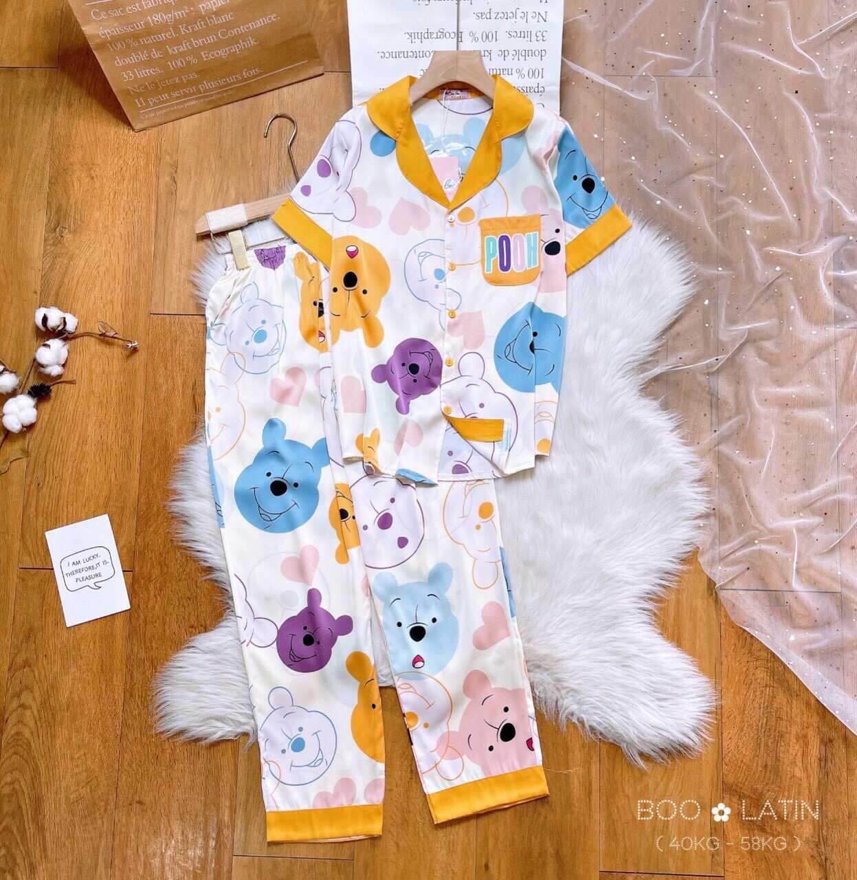 [HCM] (40-56kg) Đồ bộ pijama latin TNQD in 3D hoạt hình. doraemon - thỏ - caro - tim - ếch xanh - cún/chó
