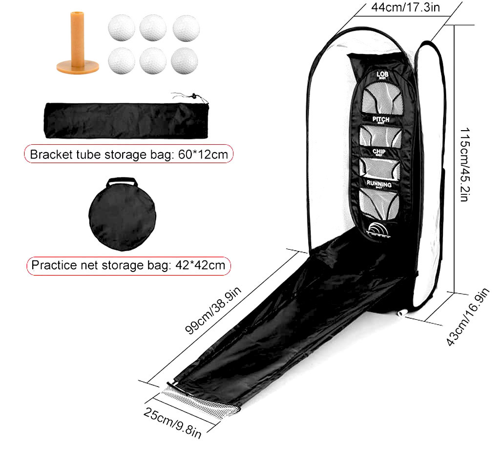 Thảm Tập Swing 0.3x0.6m và Lưới tập chip golf / Lồng tập Chip GOLF kèm 06 bóng tập GOLF chuyên dụng + Tee