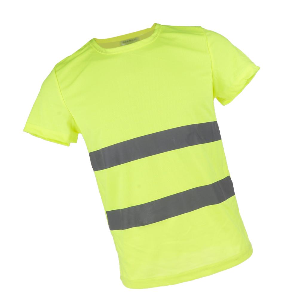 2xReflective T Shirt Safety Quick Dry High Visibility Short Sleeve L-XXXL Yellow L