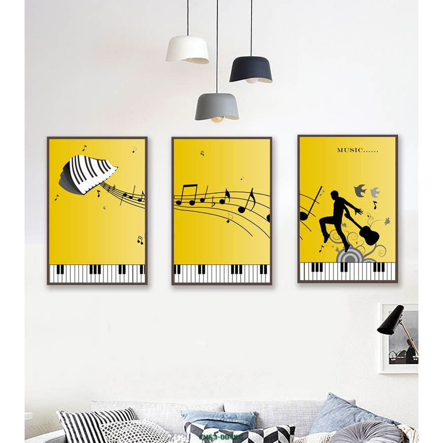 (CÓ ẢNH THẬT) Tranh treo tường trang trí decor phòng âm nhạc 9 tranh có khung kèm đinh treo