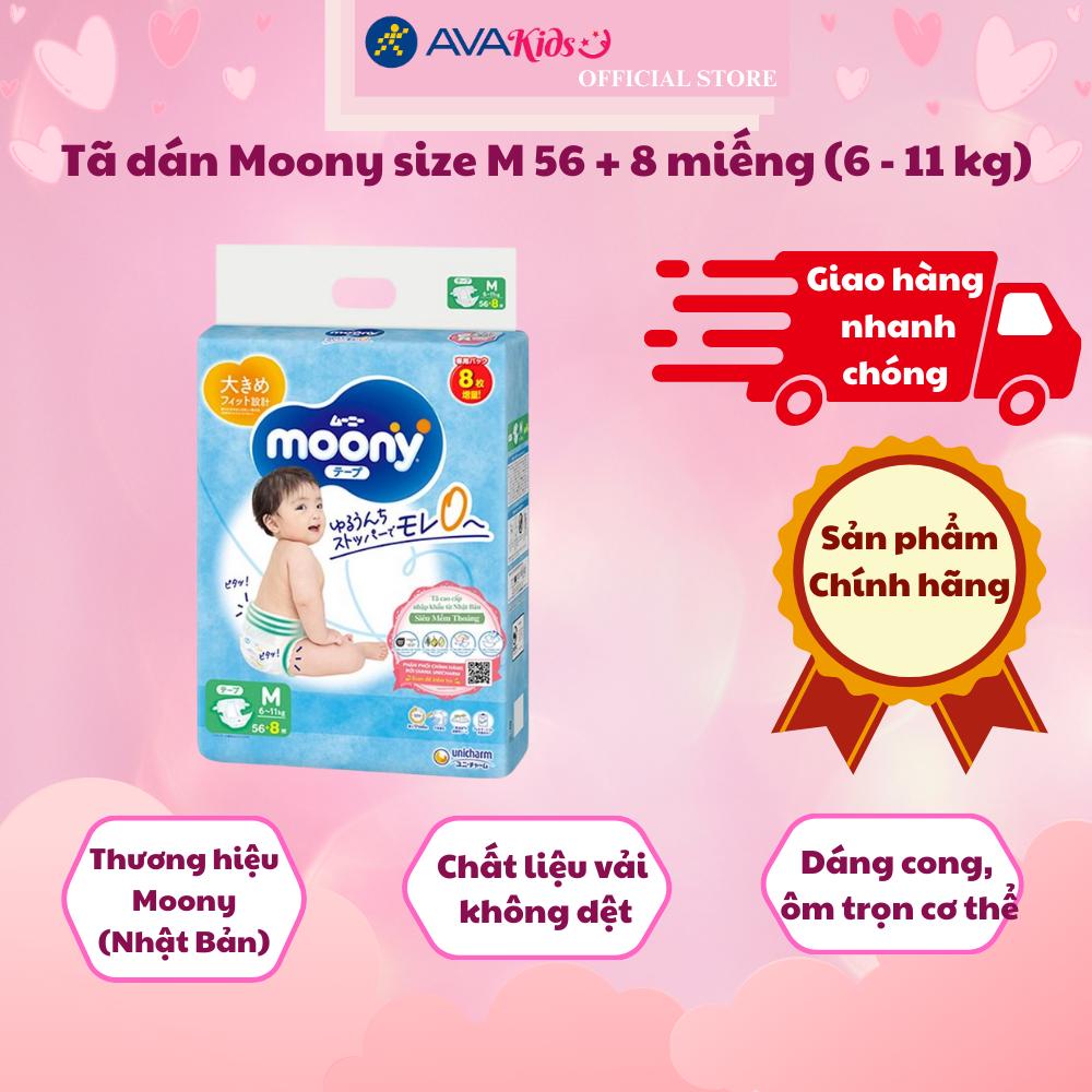 Tã dán Moony size M 56 + 8 miếng (6 - 11 kg)