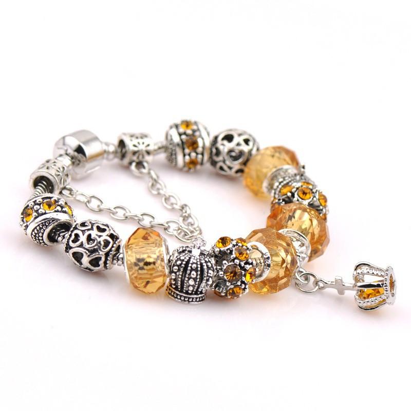 Lắc tay pha lê phối charm vương miện