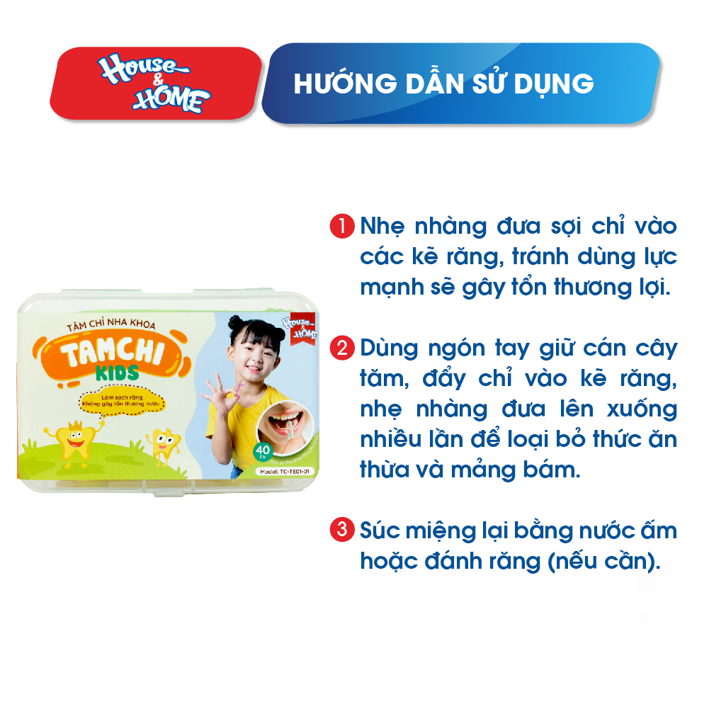 Tăm chỉ nha khoa trẻ em TAMCHI KIDS hộp 40 cái