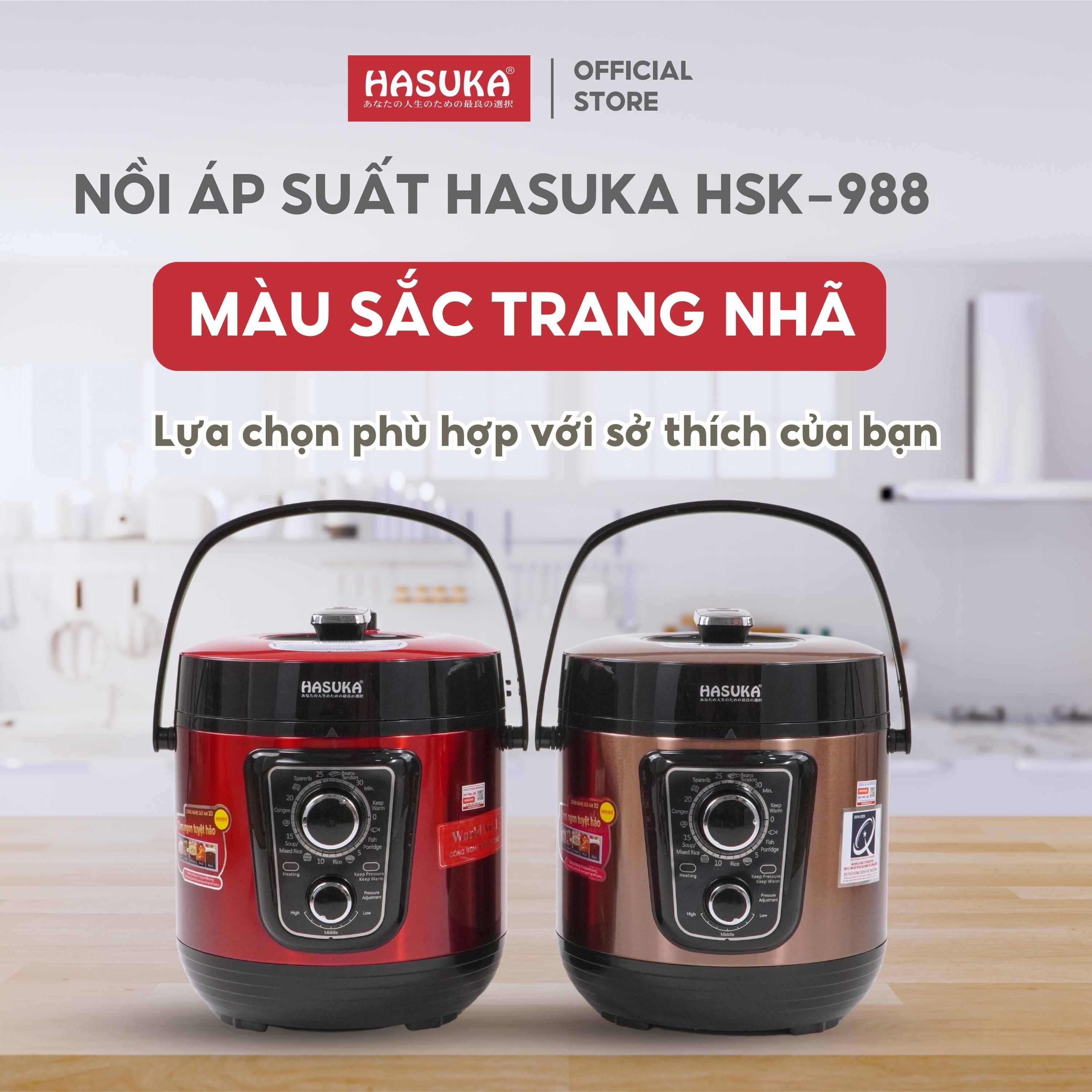 Nồi áp suất điện đa năng Hasuka HSK-988 dung tích 6L, công suất 1000W- Thiết bị nấu ăn hiện đại và tiện lợi - HÀNG CHÍNH HÃNG  (BH 12 tháng)